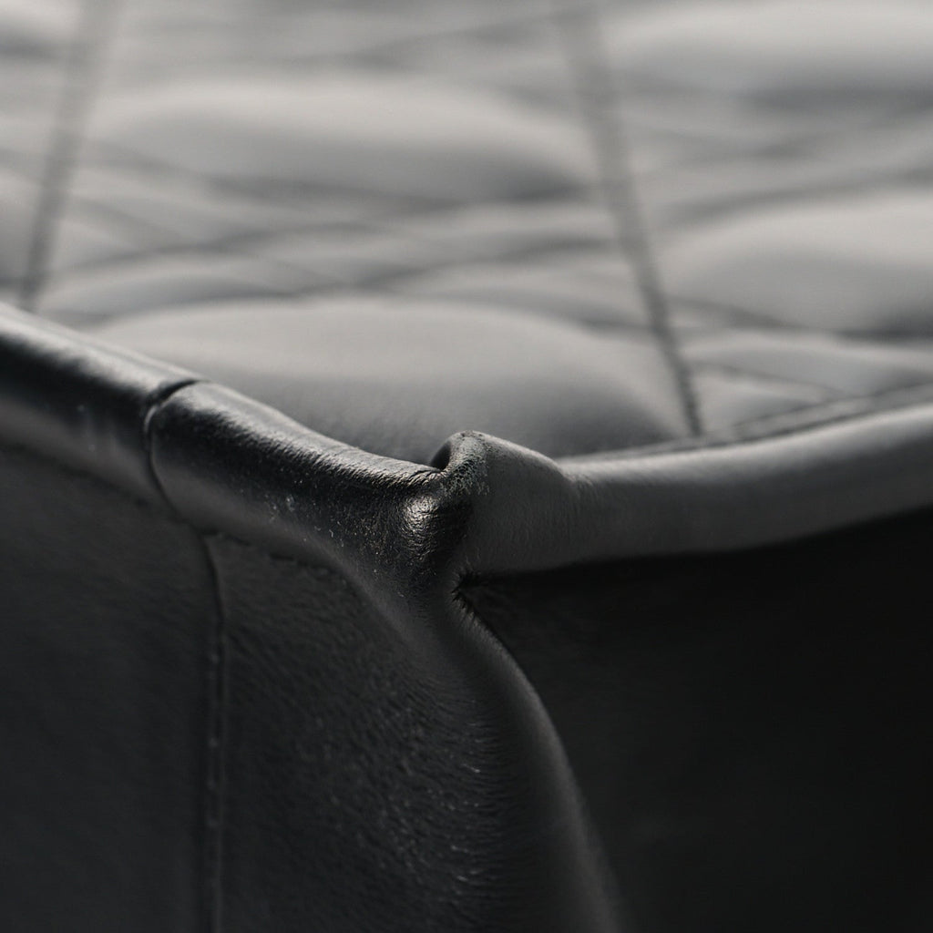 Calfskin Macro Cannage Medium Book Tote Black