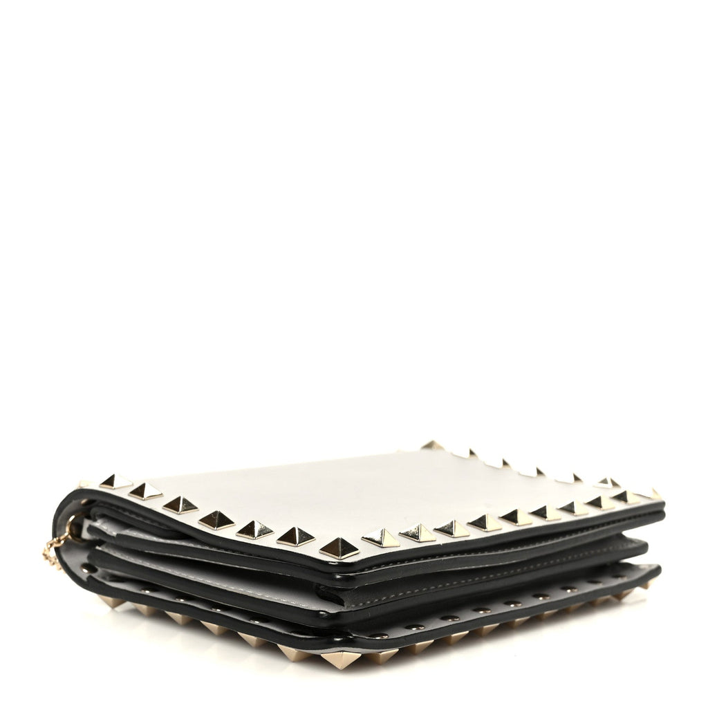 Calfskin Rockstud Wallet On Chain Pastel Grey