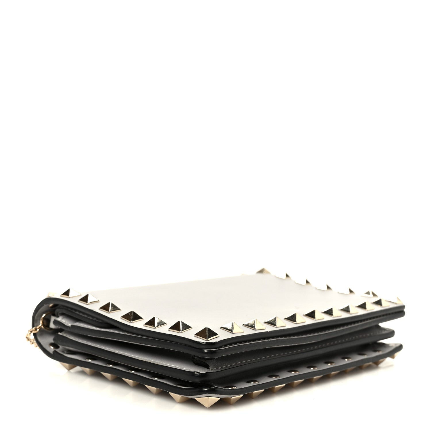 Calfskin Rockstud Wallet On Chain Pastel Grey