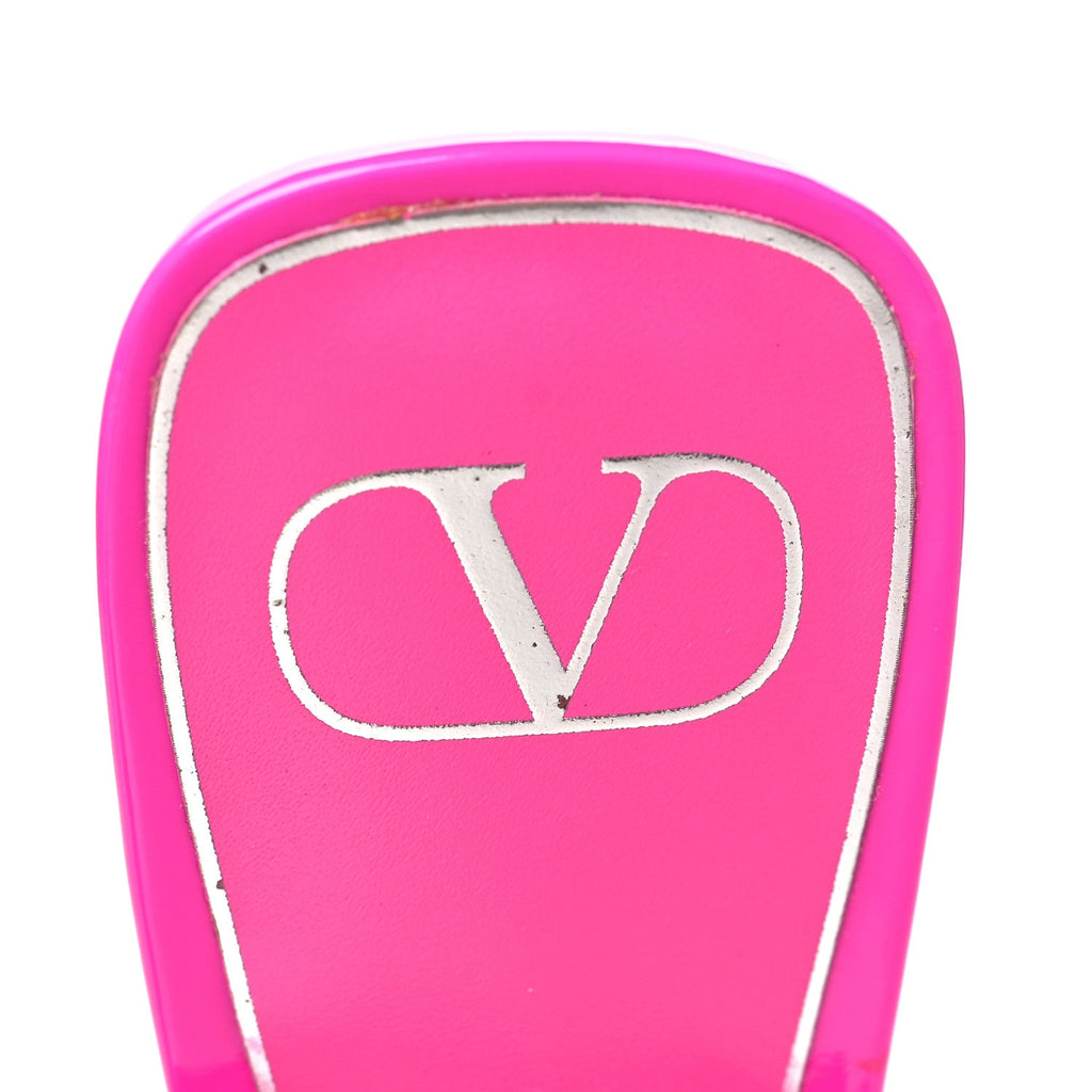 Patent PVC Chain 1967 100mm Sandals 40 Pink