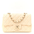 Lambskin Quilted Mini Rectangular Flap White
