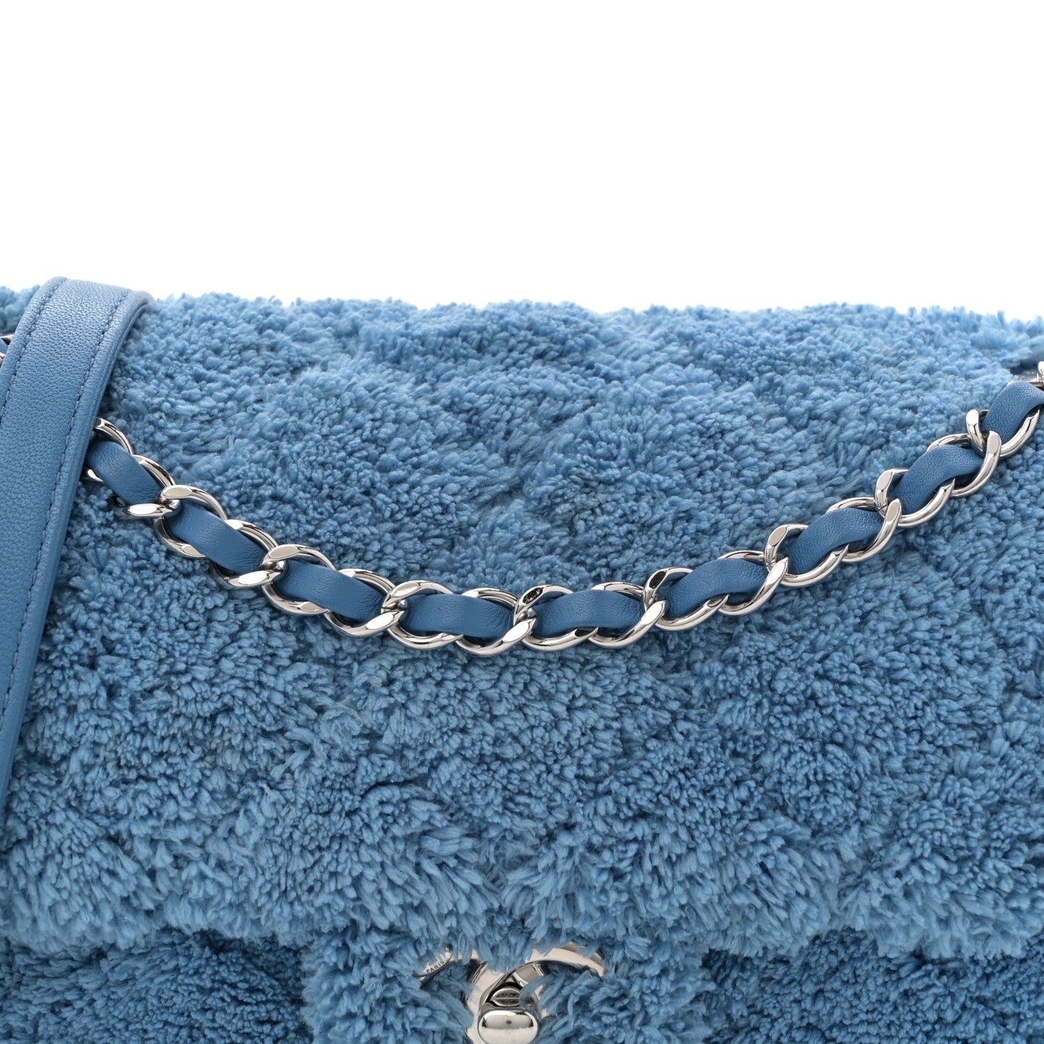Lambskin Calfskin Mixed Fibers Quilted Small Flap Blue