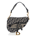 Oblique Embroidered Saddle Bag Blue