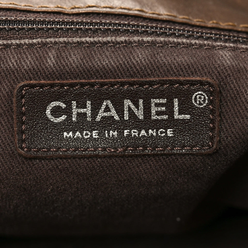 Metallic Aged Calfskin Large Shopping In Moscow Tote Bronze