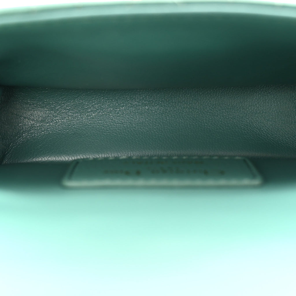 Supple Calfskin Cannage Micro Caro Bag Vert Tundra