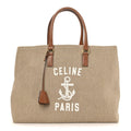 Canvas Calfskin Paris Horizontal Cabas Tan