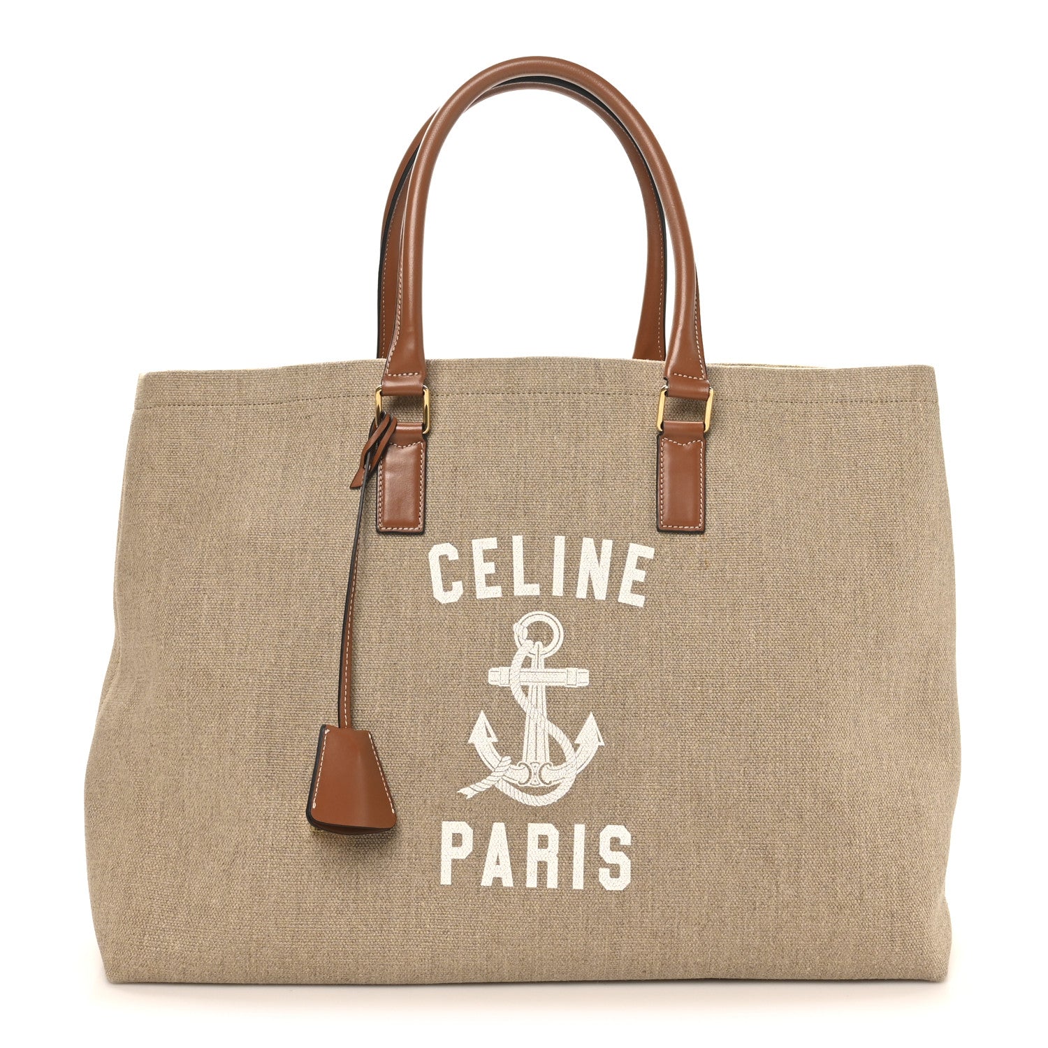 Canvas Calfskin Paris Horizontal Cabas Tan