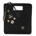 Aged Calfskin Small Charms Shopping Bag Black