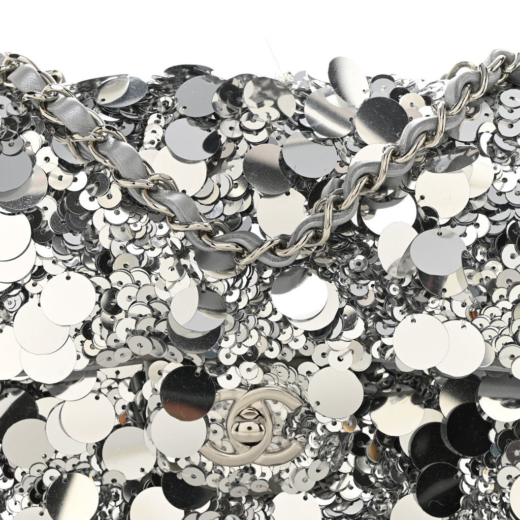 Sequin Mini Rectangular Flap Silver