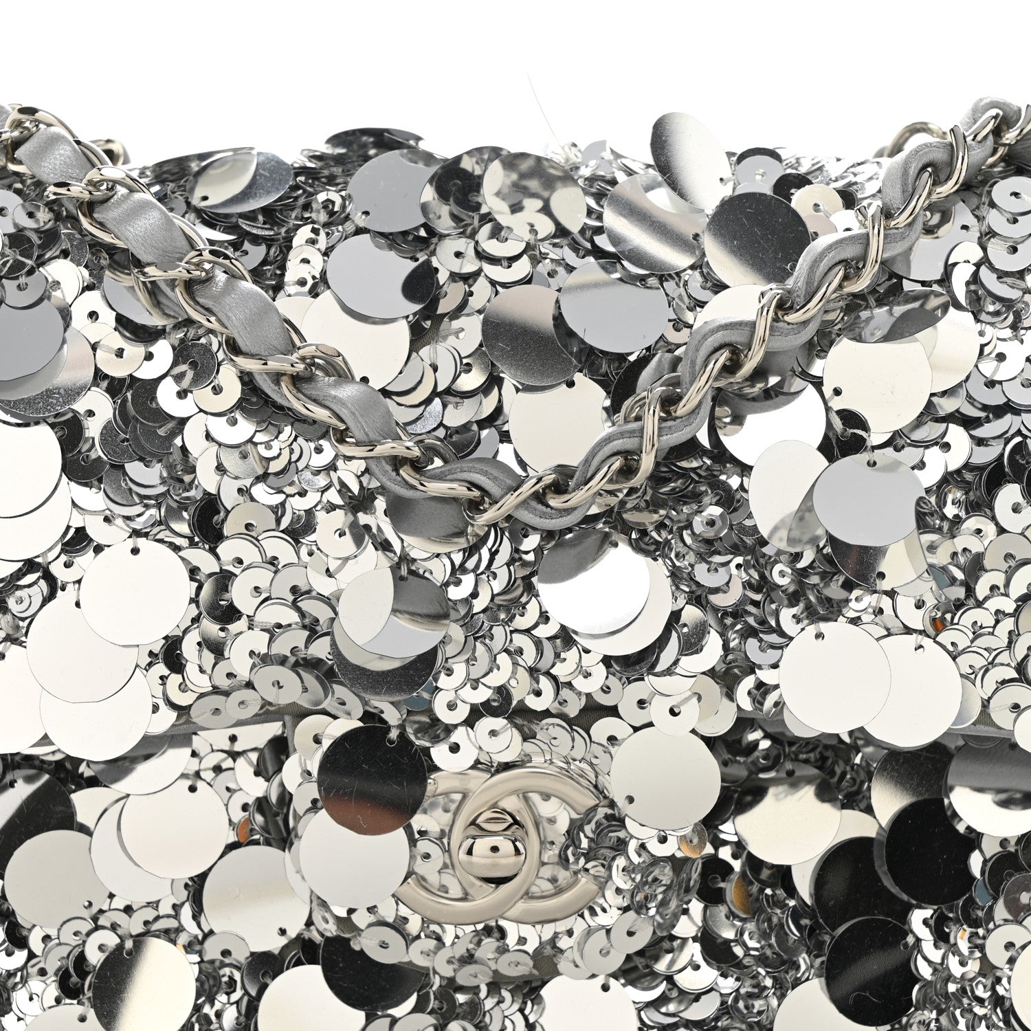 Sequin Mini Rectangular Flap Silver
