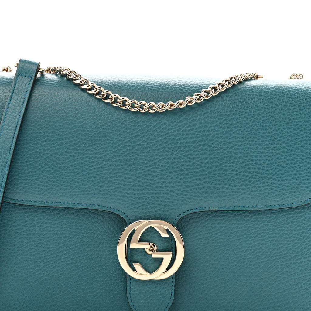 Dollar Calfskin Interlocking G Shoulder Bag Deep Cobalt