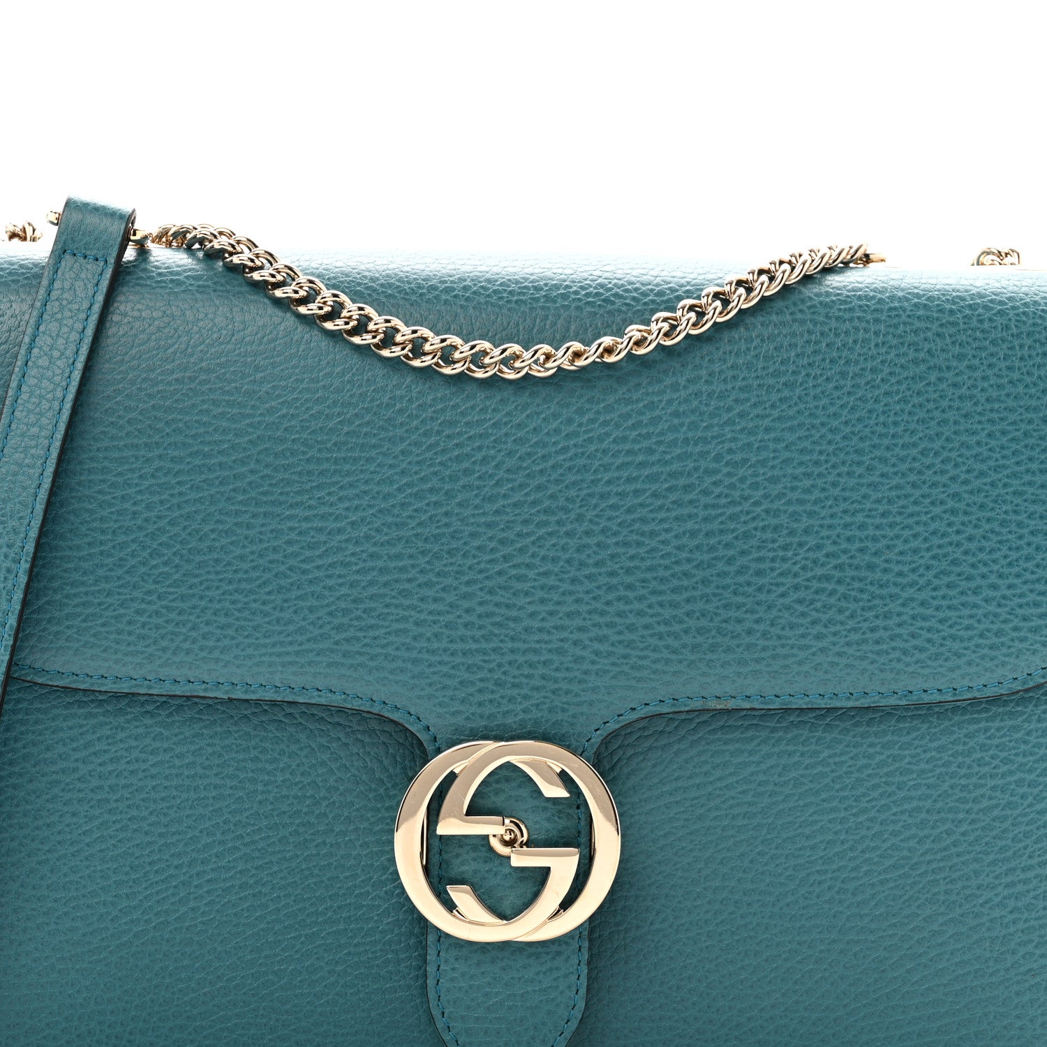 Dollar Calfskin Interlocking G Shoulder Bag Deep Cobalt