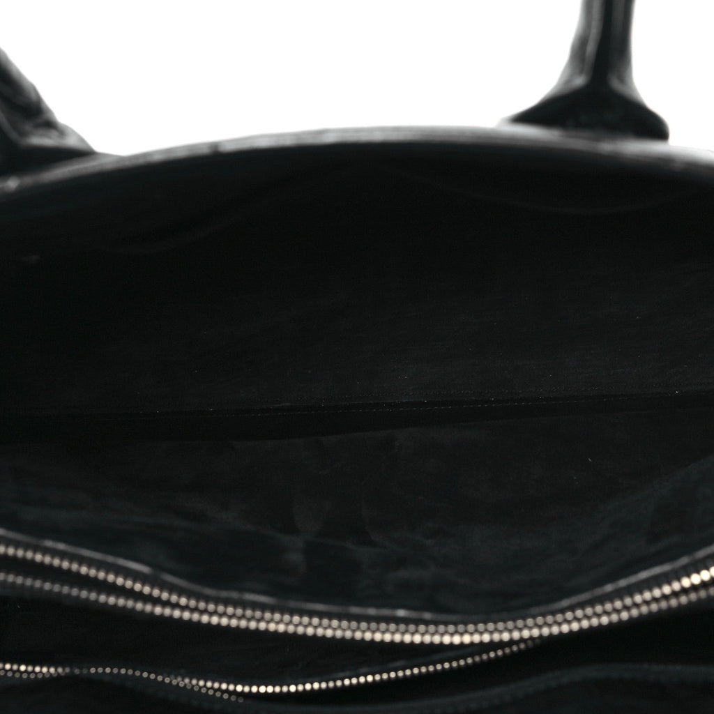 Calfskin Crocodile Embossed Large Sac De Jour Carryall Black