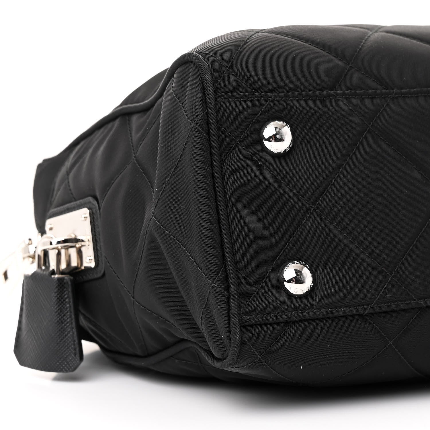 Nylon Tessuto Impuntu Quilted Shoulder Bag Black