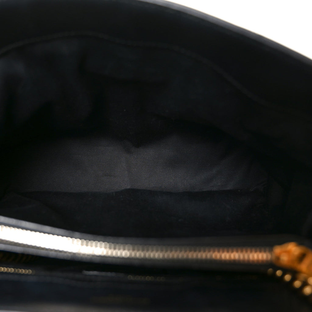 Calfskin Y Quilted Monogram Medium Loulou Chain Satchel Black