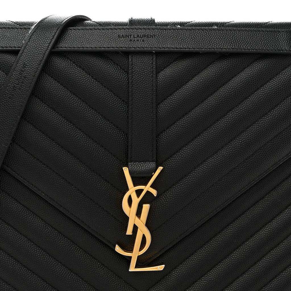 Grain De Poudre Matelasse Chevron Large Monogram Satchel Black