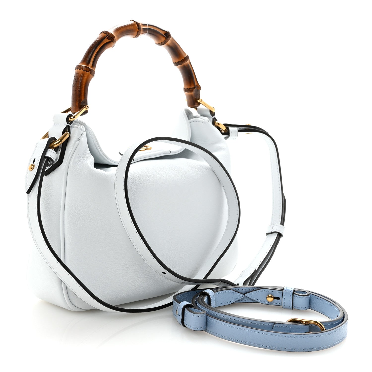 Softy Wonka Textured Dollar Calfskin Small Diana Shoulder Bag Pale Blue