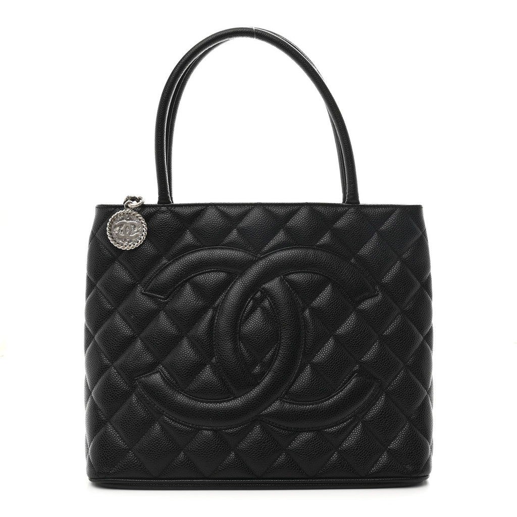 Caviar Quilted Medallion Tote Black