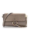 Suede Calfskin Mini Faye Shoulder Bag Motty Grey
