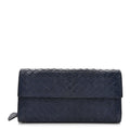 Nappa Intrecciato Continental Flap Wallet Dark Blue