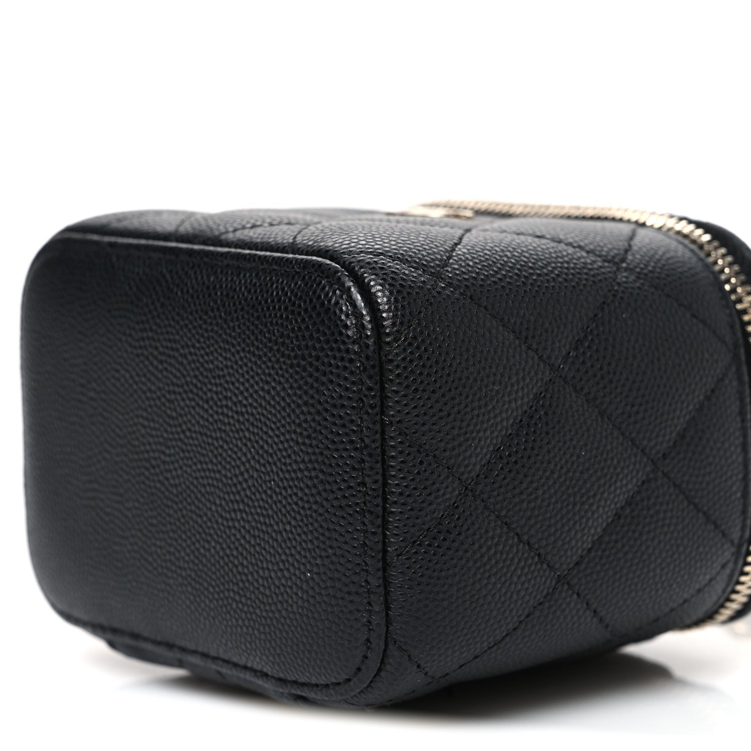 Caviar Quilted Mini Vanity Case With Chain Black