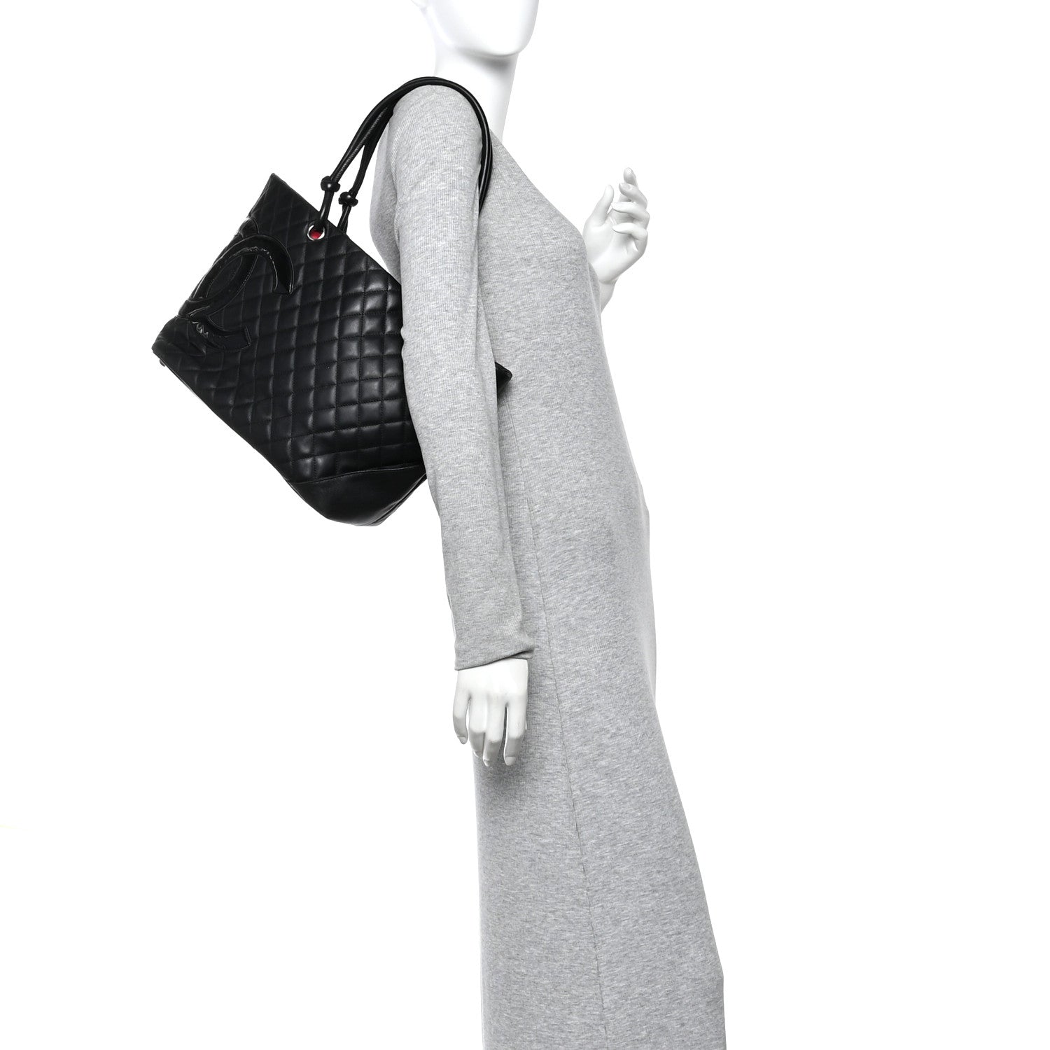 Calfskin Quilted Large Cambon Tote Black