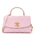 Crumpled Lambskin Quilted Mini CC Links Top Handle Flap Light Pink