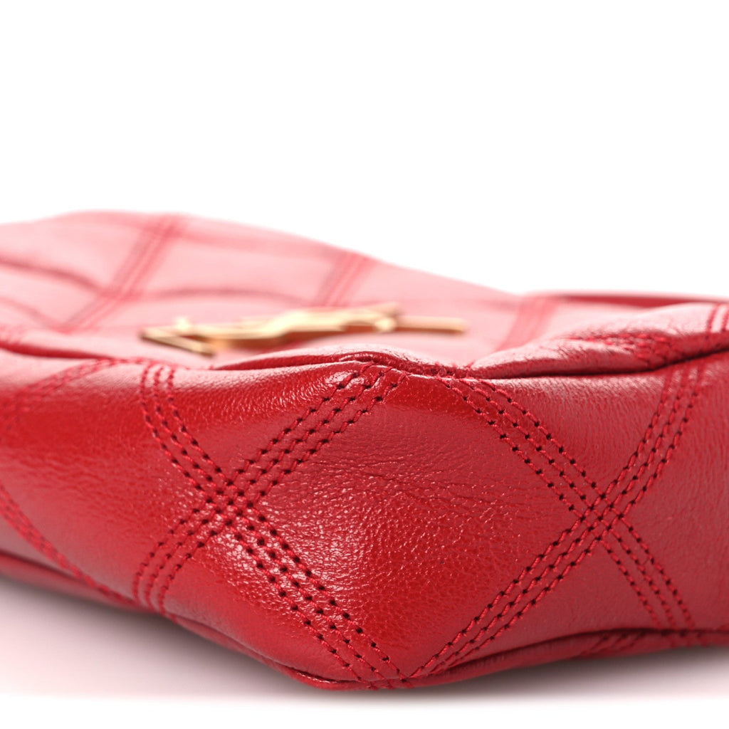 Grained Lambskin Quilted Mini Becky Double Zip Bag Rouge Eros