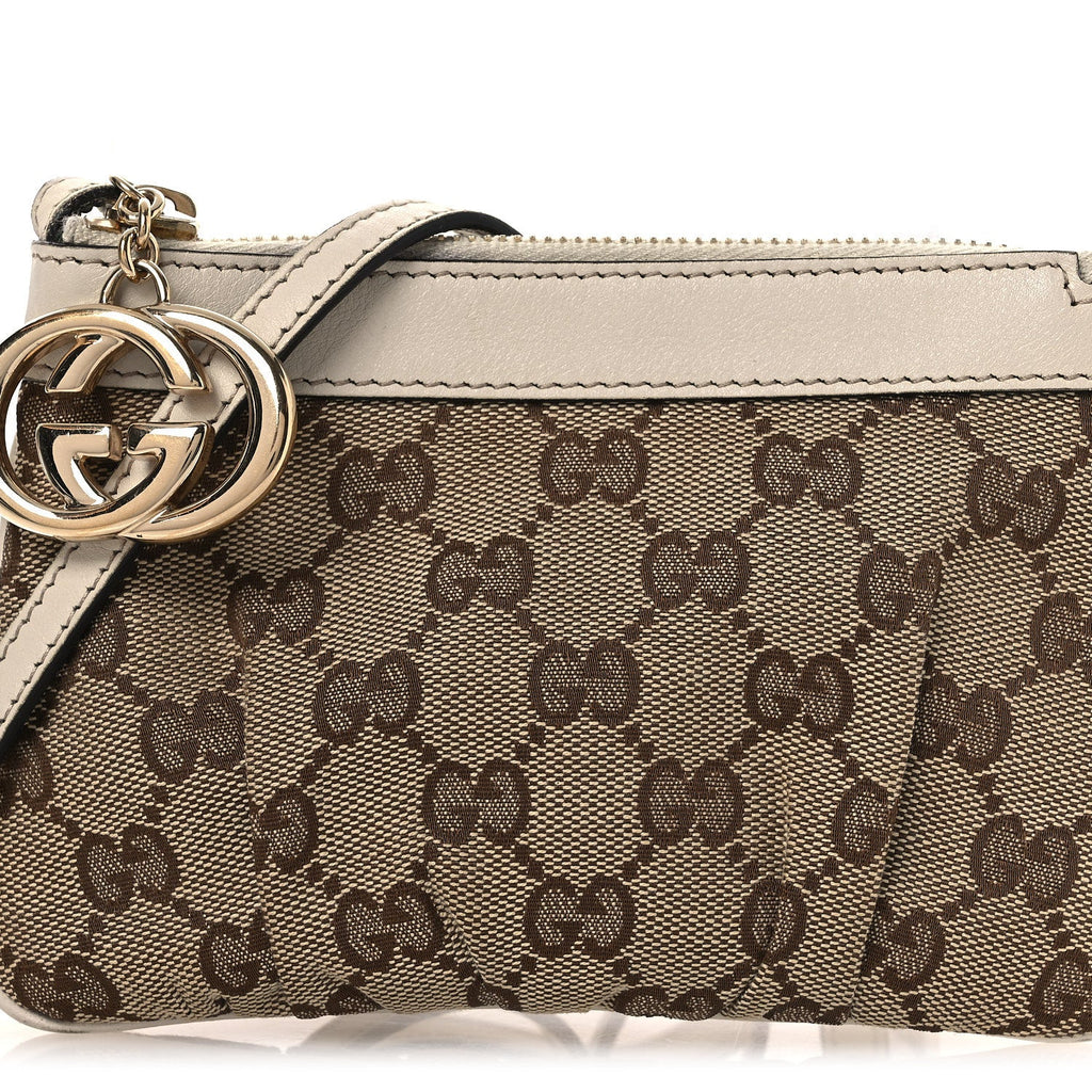 Monogram GG Heart Charm Crossbody Pochette White