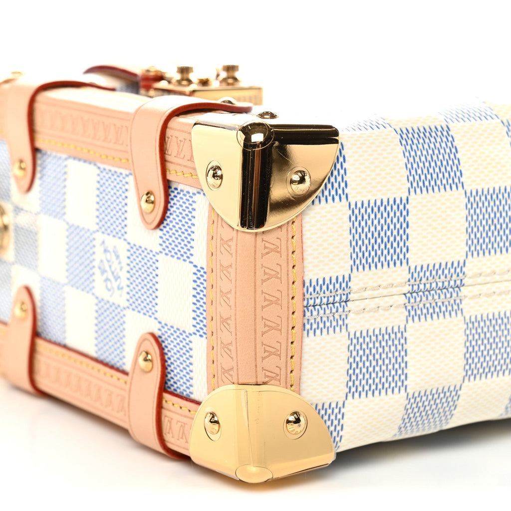 Damier Vernis Calfskin Side Trunk MM Celeste Blue