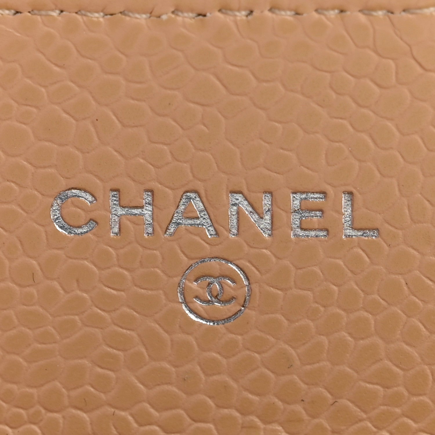 Caviar Quilted Flap  Holder Wallet Beige
