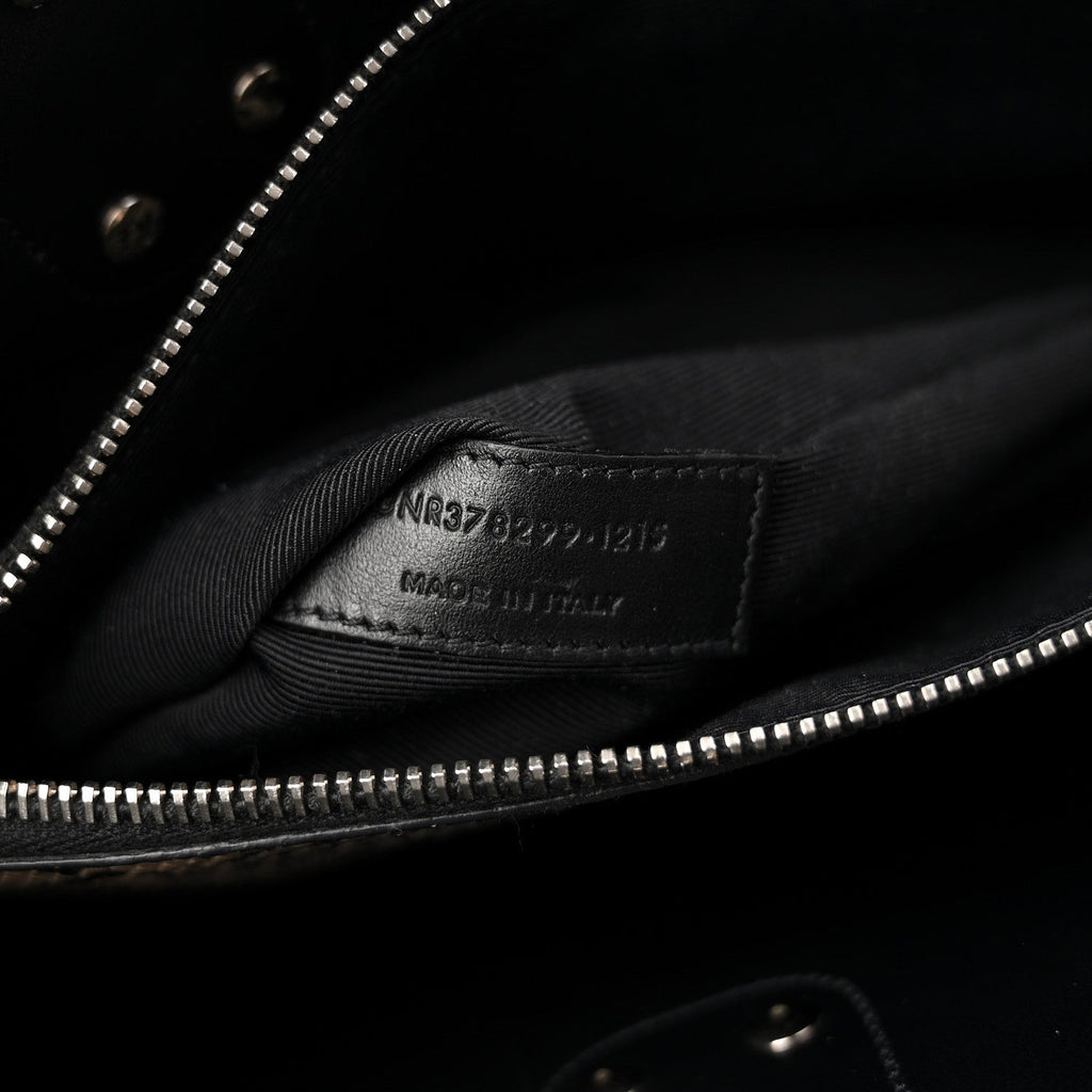 Grained Calfskin Embossed Python Small Sac De Jour Black
