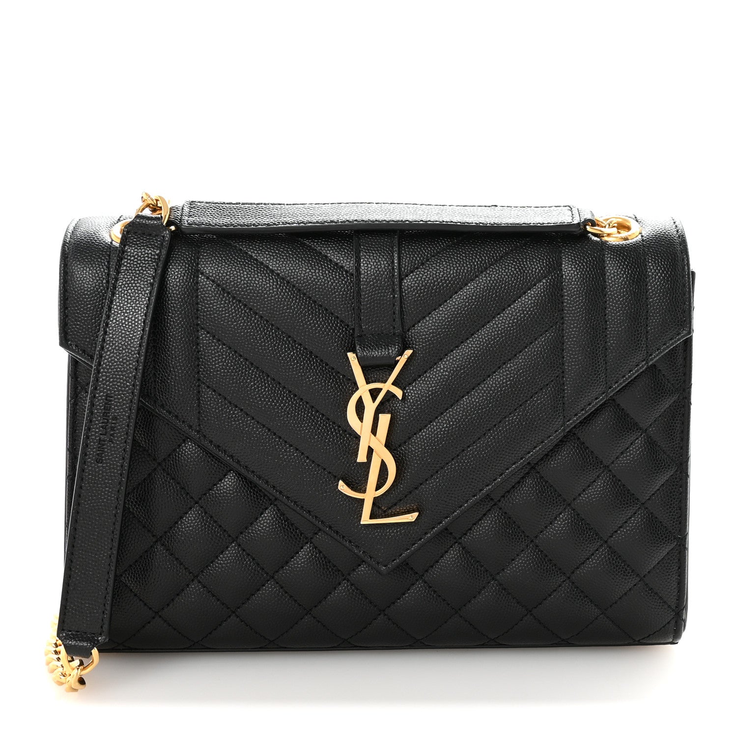 Grain De Poudre Textured Mixed Matelasse Triquilt Medium Monogram Satchel Black