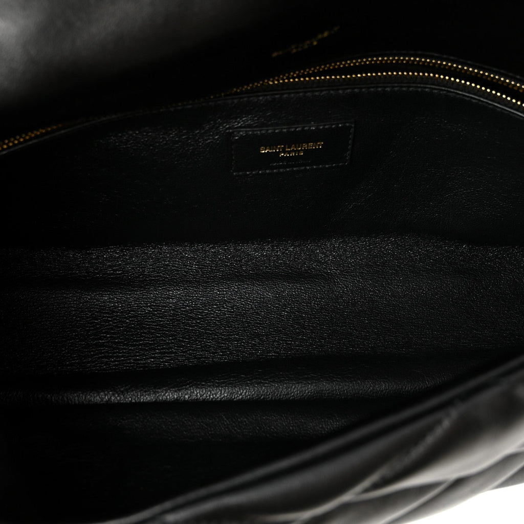 Lambskin Quilted Sade Puffer Envelope Clutch  Black