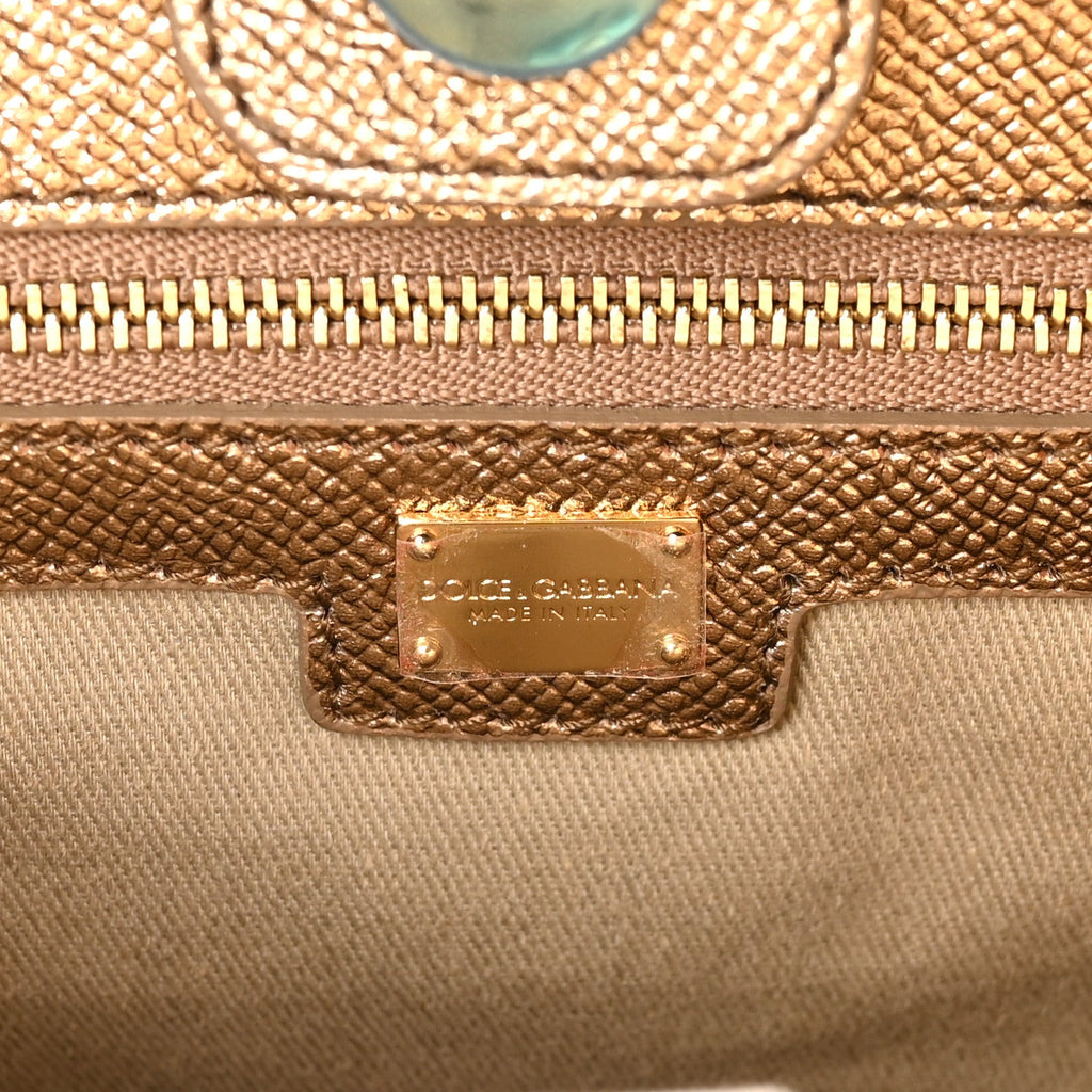 Metallic Dauphine Medium Frame Tote Gold