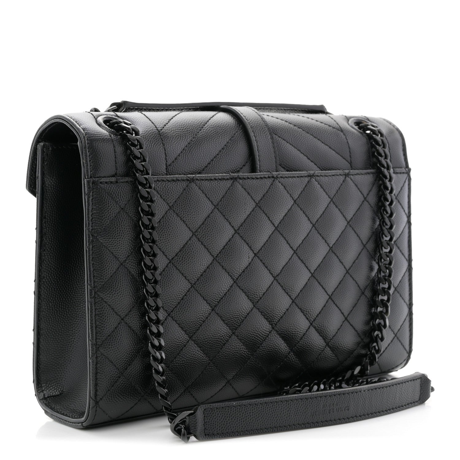 Grain De Poudre Textured Mixed Matelasse Triquilt Medium Monogram Monochrome Satchel Black