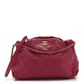 Calfskin Quilted Coco Shelter Bowling Bag Dark Pink Red