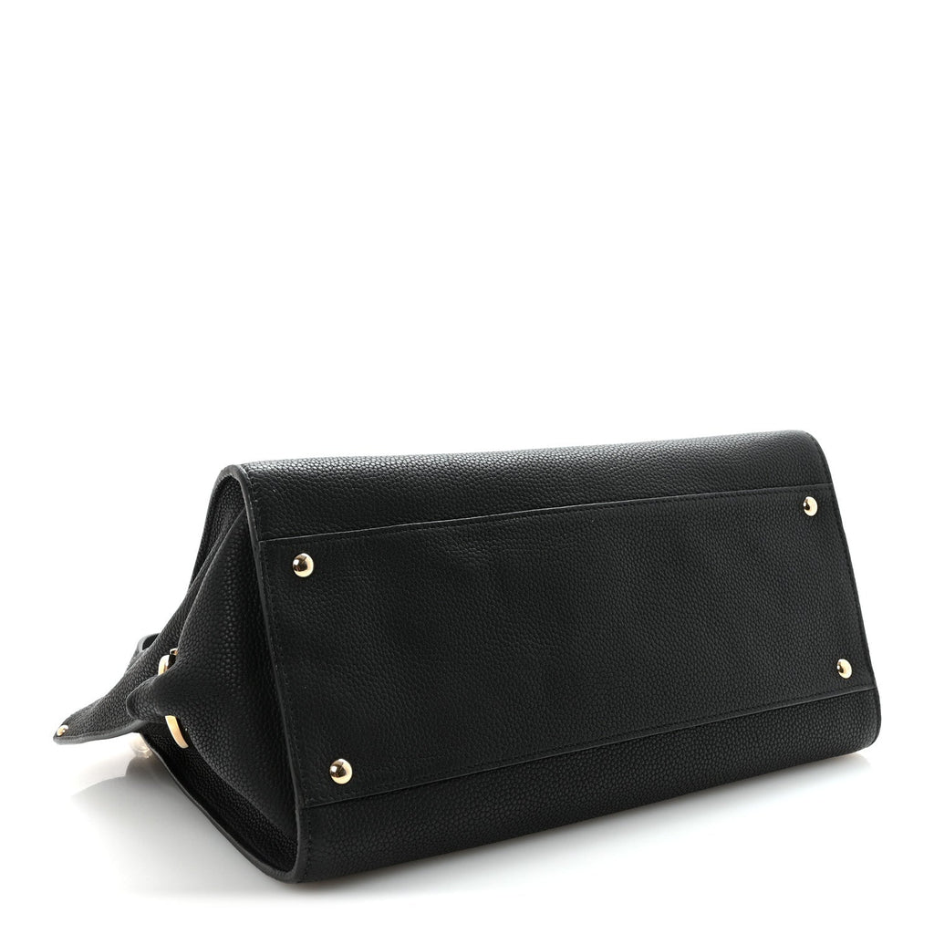 Grained Calfskin Medium Sofia Satchel Black