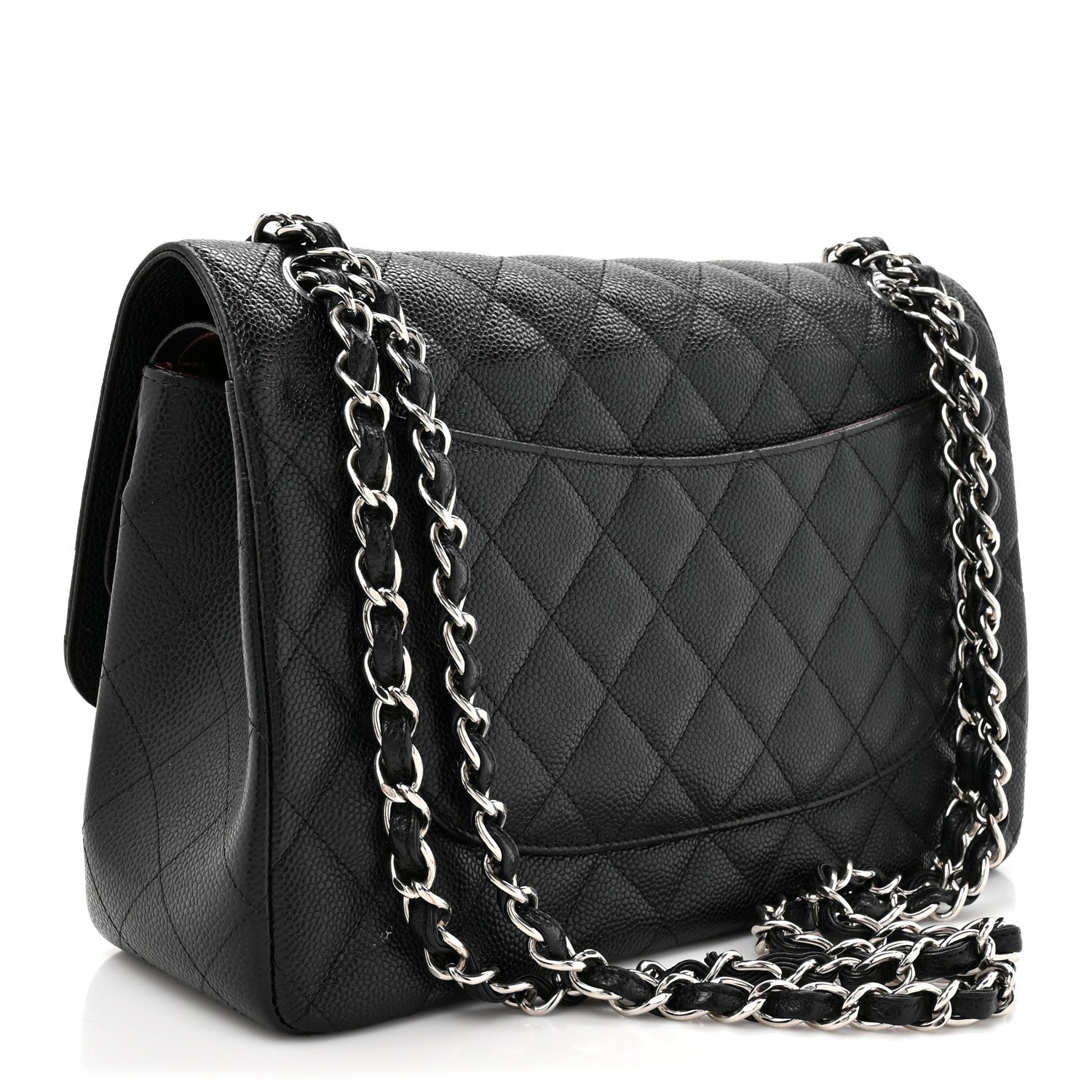 Caviar Quilted Jumbo Double Flap Black