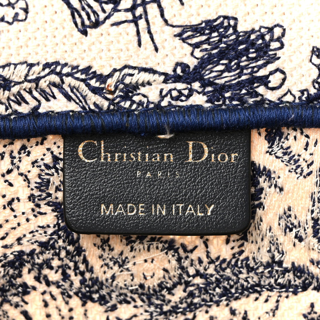 Canvas Embroidered Medium Dioriviera Toile De Jouy Book Tote Blue