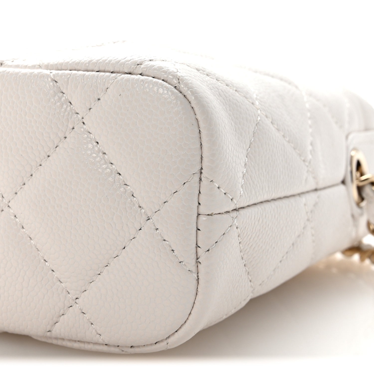 Caviar Quilted Hobo Clutch With Chain White