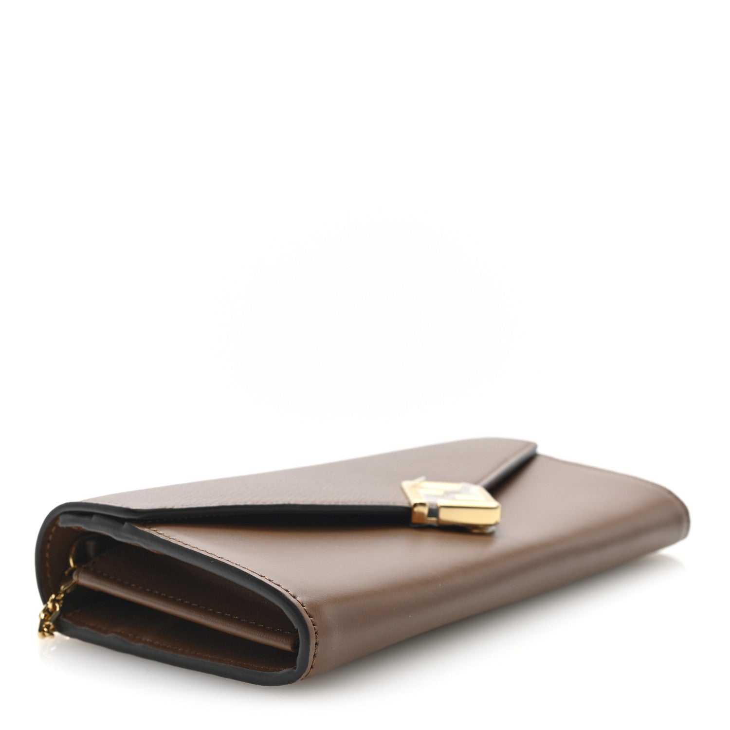 Vitello King Cruise FF Diamonds Continental Envelope Wallet On Chain Gianduia