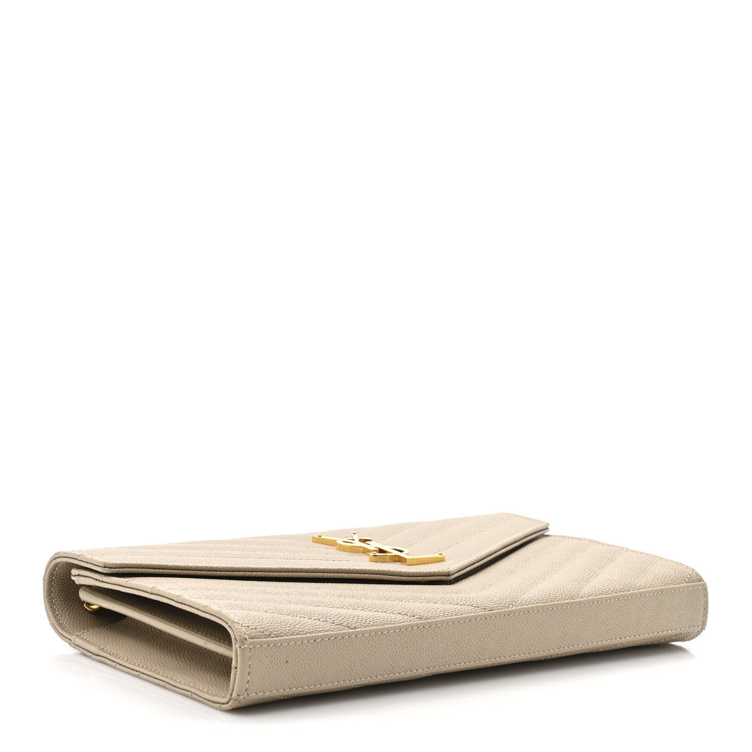Grain De Poudre Matelasse Chevron Monogram Chain Wallet Dark Beige