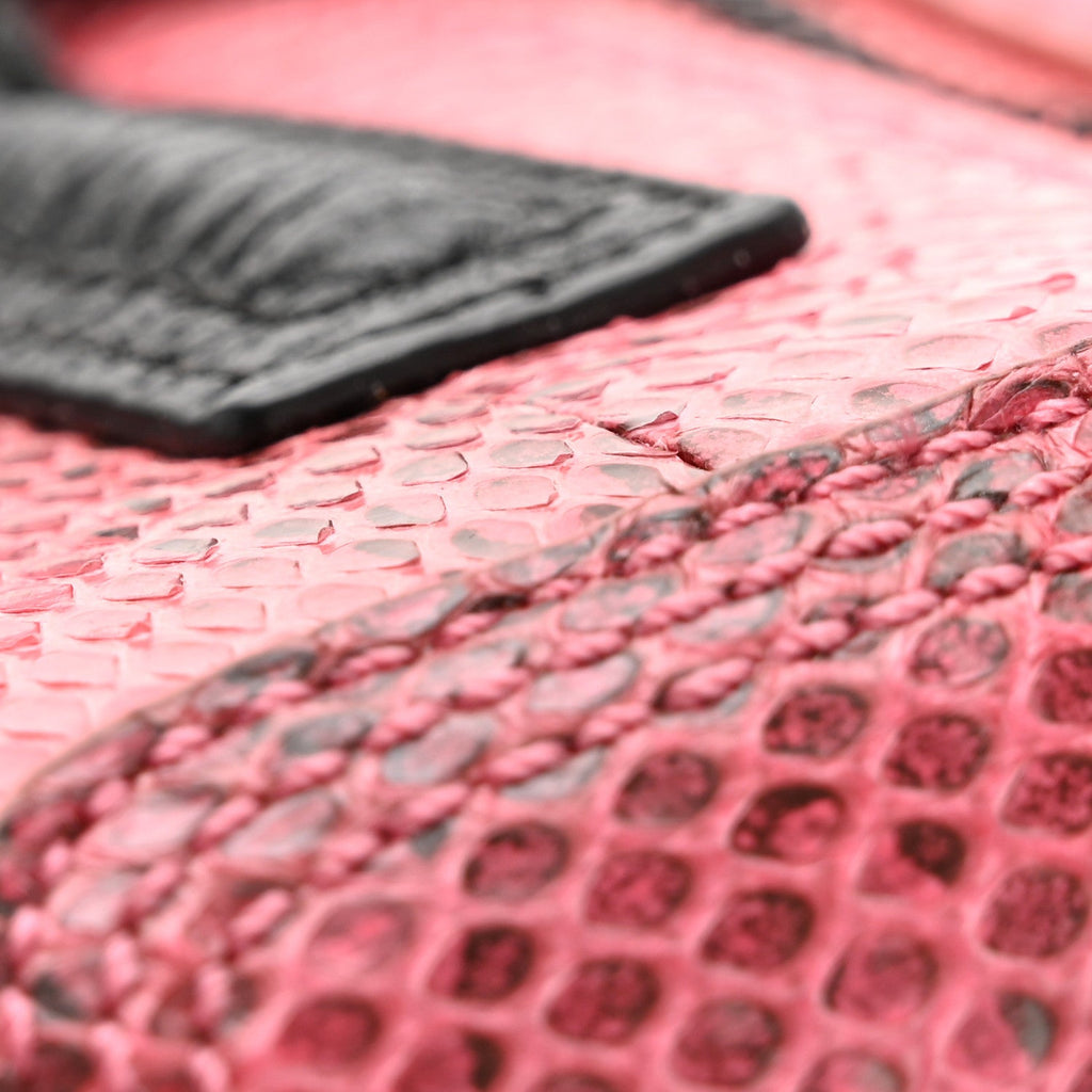 Textured Calfskin Elaphe Snakeskin Mini Pashli Satchel Pink Black