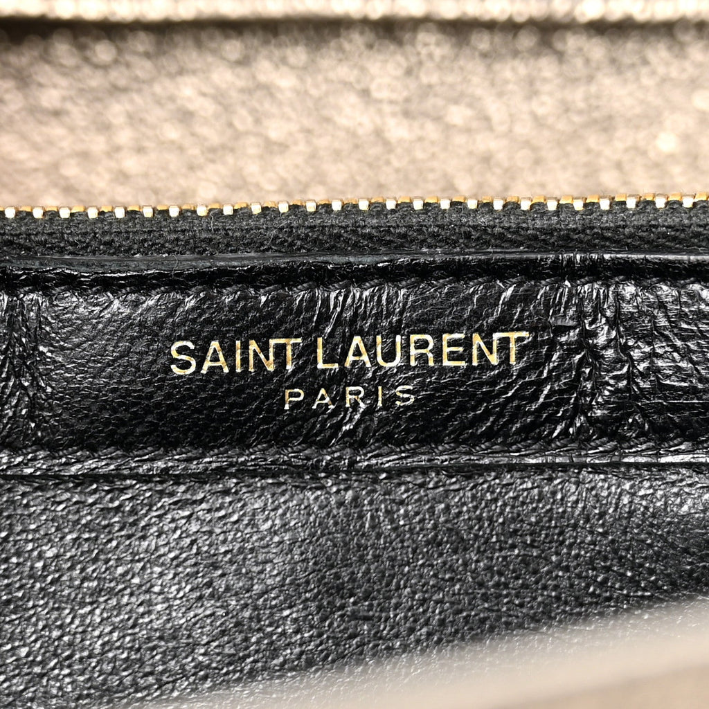 Grained Metallic Calfskin Monogram Chain Wallet Bronze