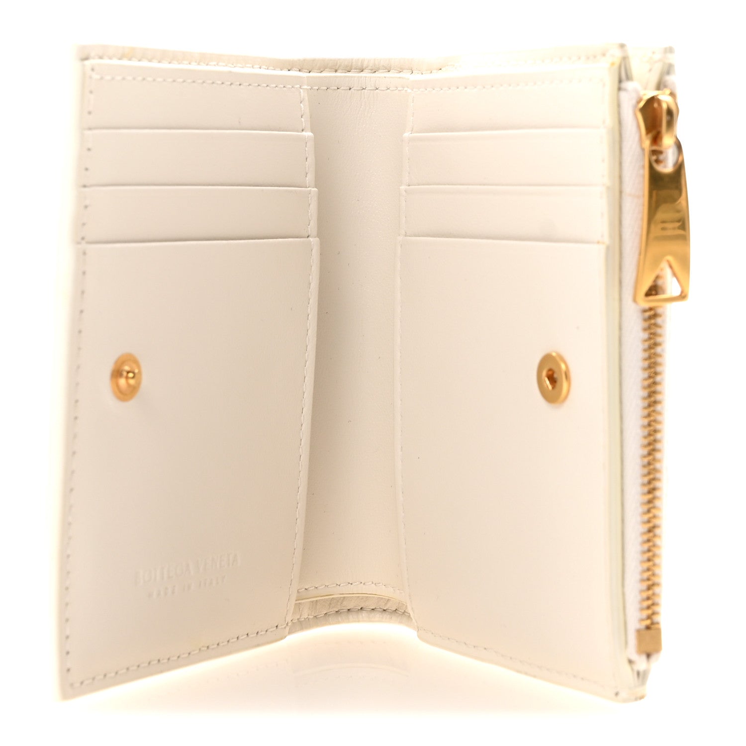 Nappa Maxi Intrecciato Bifold Zip Wallet White