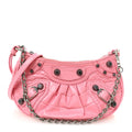 Extra Supple Calfskin Crocodile Embossed Le Cagole Mini Purse With Chain Sweet Pink