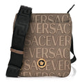 Canvas Allover Logo Medusa Crossbody Bag Beige Brown
