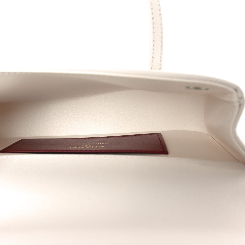Shiny Caviar Mini Preppy Coco Shoulder Bag White