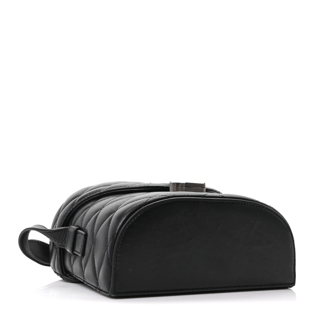 Lambskin Quilted Monogram June Box Bag  Black